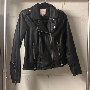 Sequin hearts faux leather jacket